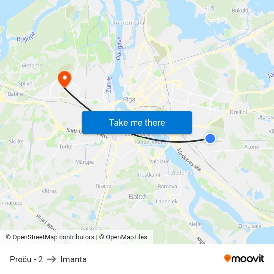 Preču - 2 to Imanta map
