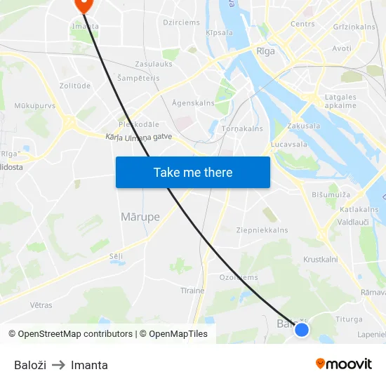 Baloži to Imanta map