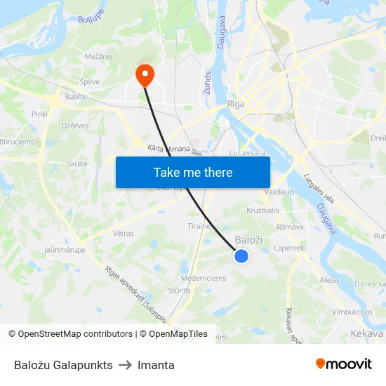 Baložu Galapunkts to Imanta map