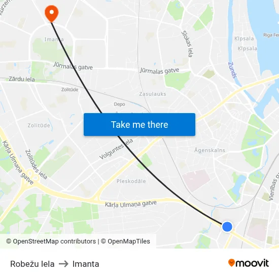 Robežu Iela to Imanta map