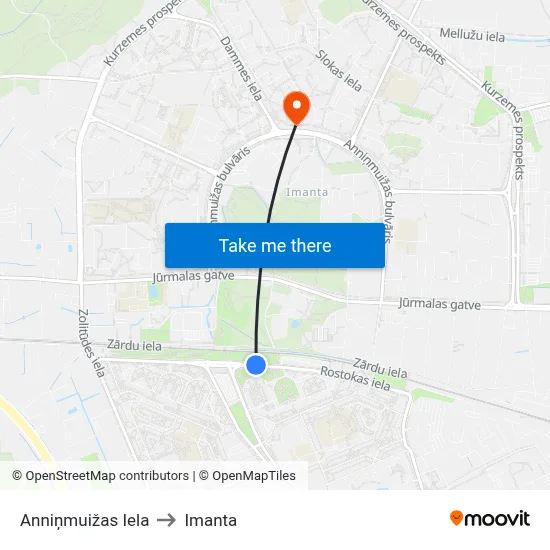 Anniņmuižas Iela to Imanta map