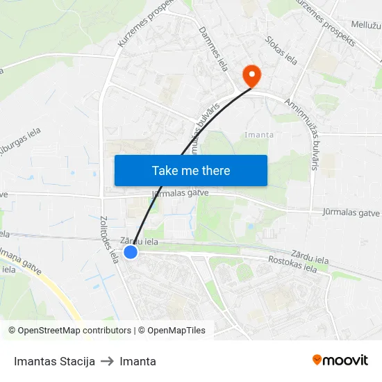 Imantas Stacija to Imanta map