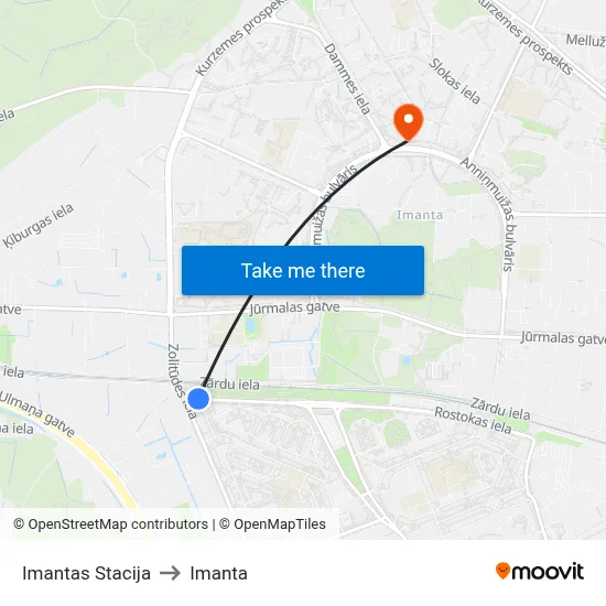 Imantas Stacija to Imanta map