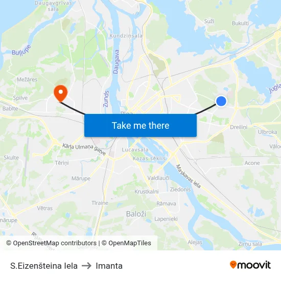 S.Eizenšteina Iela to Imanta map