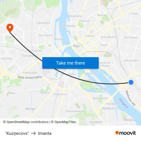 "Kuzņecovs" to Imanta map