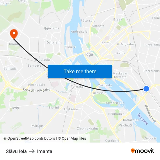 Slāvu Iela to Imanta map