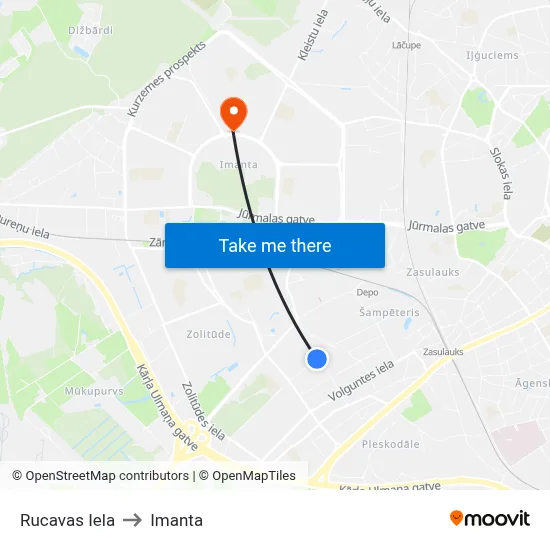 Rucavas Iela to Imanta map