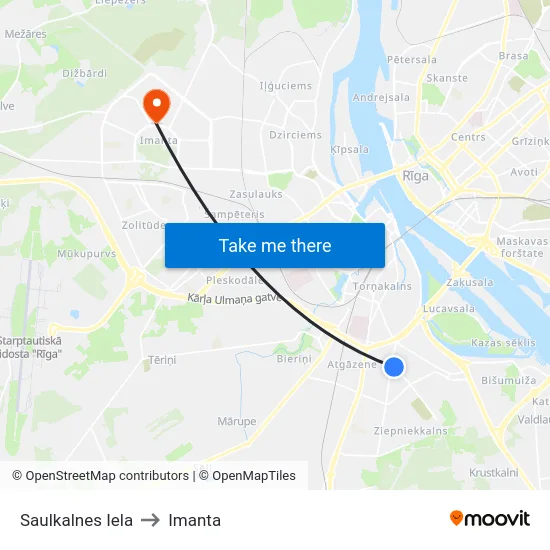 Saulkalnes Iela to Imanta map