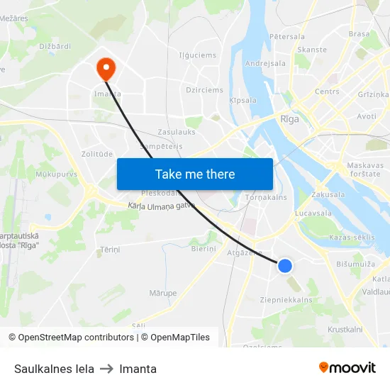 Saulkalnes Iela to Imanta map