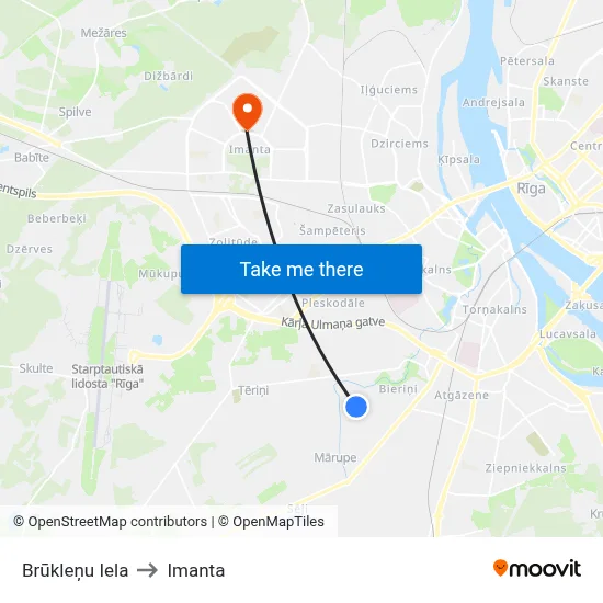 Brūkleņu Iela to Imanta map