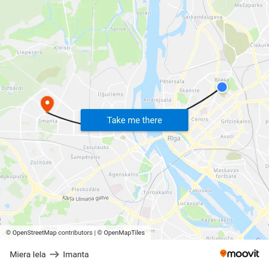 Miera Iela to Imanta map