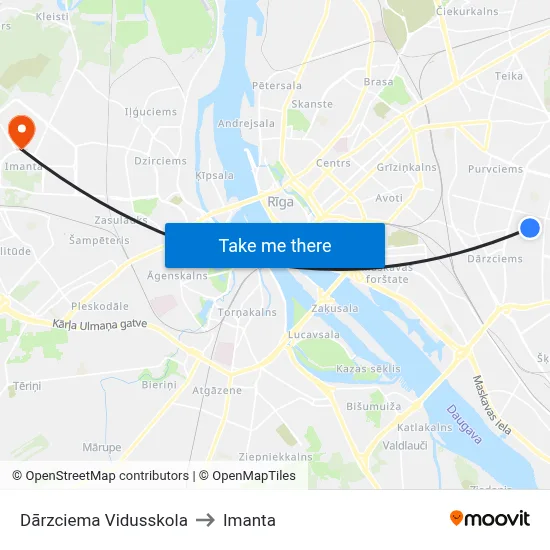 Dārzciema Vidusskola to Imanta map