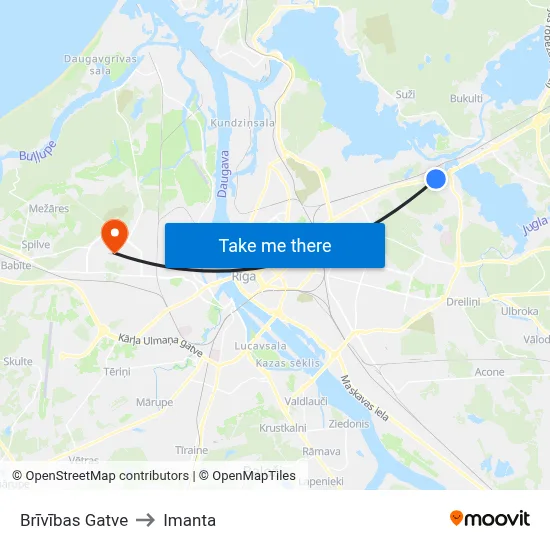 Brīvības Gatve to Imanta map