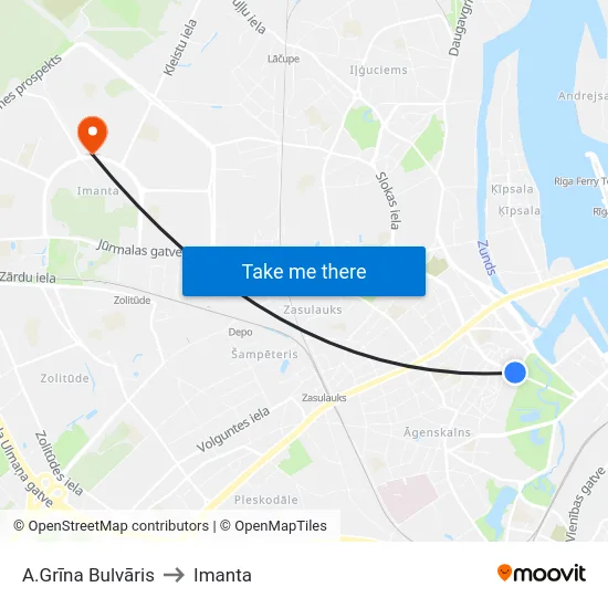 A.Grīna Bulvāris to Imanta map