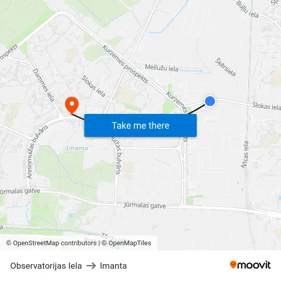 Observatorijas Iela to Imanta map
