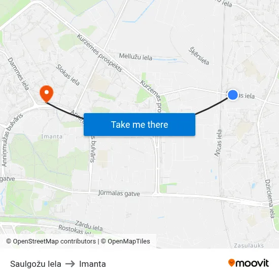Saulgožu Iela to Imanta map