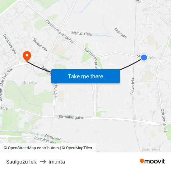 Saulgožu Iela to Imanta map