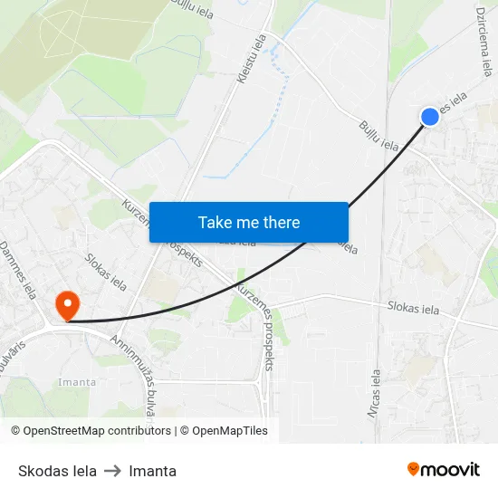 Skodas Iela to Imanta map