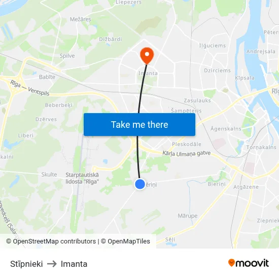 Stīpnieki to Imanta map