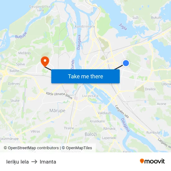 Ieriķu Iela to Imanta map