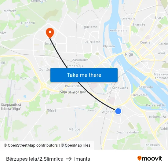 Bērzupes Iela/2.Slimnīca to Imanta map