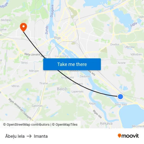 Ābeļu Iela to Imanta map
