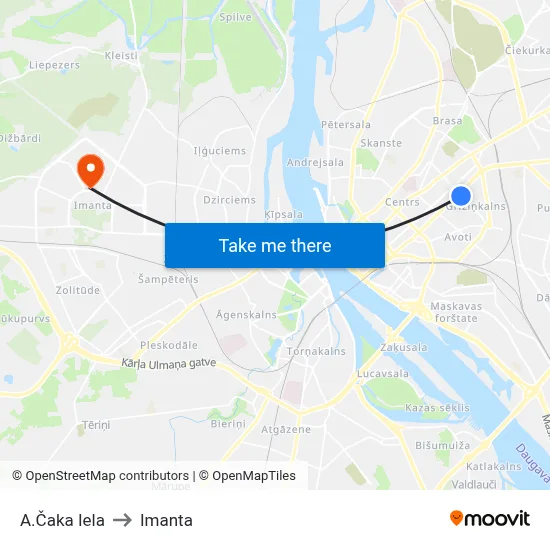 A.Čaka Iela to Imanta map