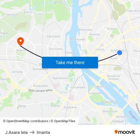 J.Asara Iela to Imanta map