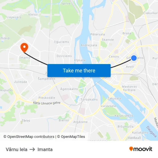 Vārnu Iela to Imanta map
