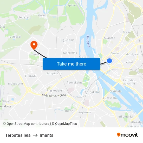 Tērbatas Iela to Imanta map