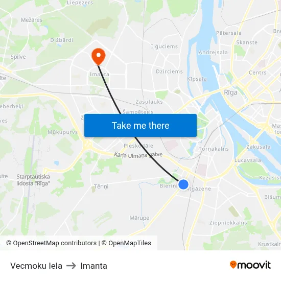 Vecmoku Iela to Imanta map