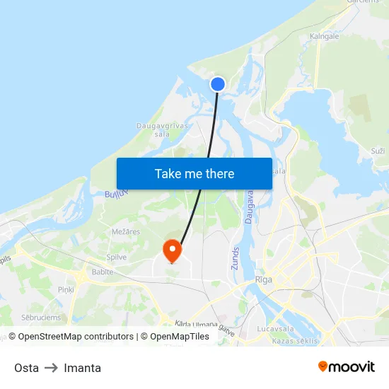 Osta to Imanta map