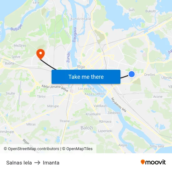 Salnas Iela to Imanta map