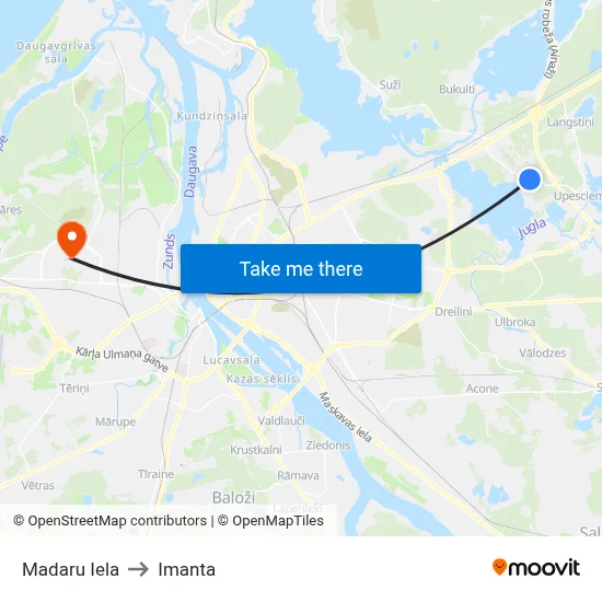 Madaru Iela to Imanta map
