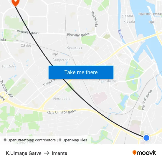 K.Ulmaņa Gatve to Imanta map