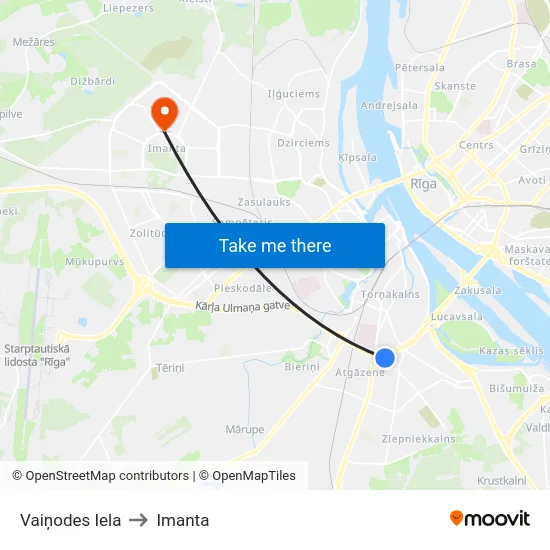Vaiņodes Iela to Imanta map