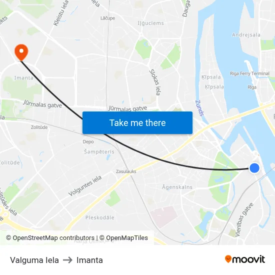 Valguma Iela to Imanta map