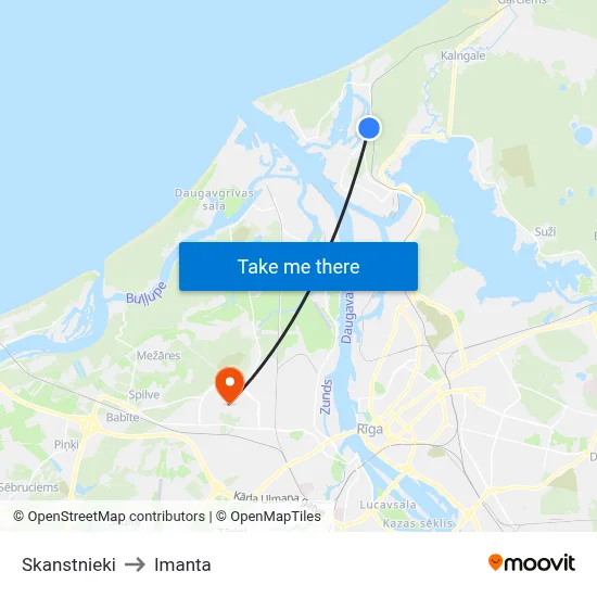 Skanstnieki to Imanta map