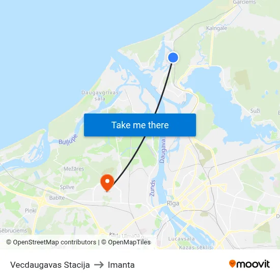 Vecdaugavas Stacija to Imanta map