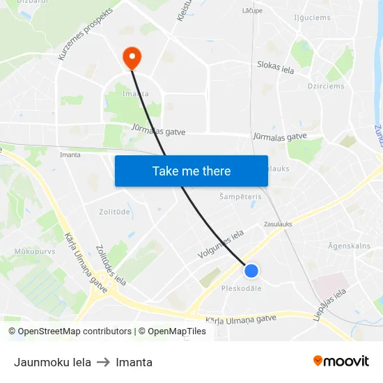 Jaunmoku Iela to Imanta map