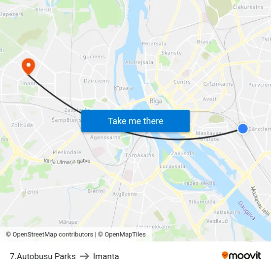 7.Autobusu Parks to Imanta map