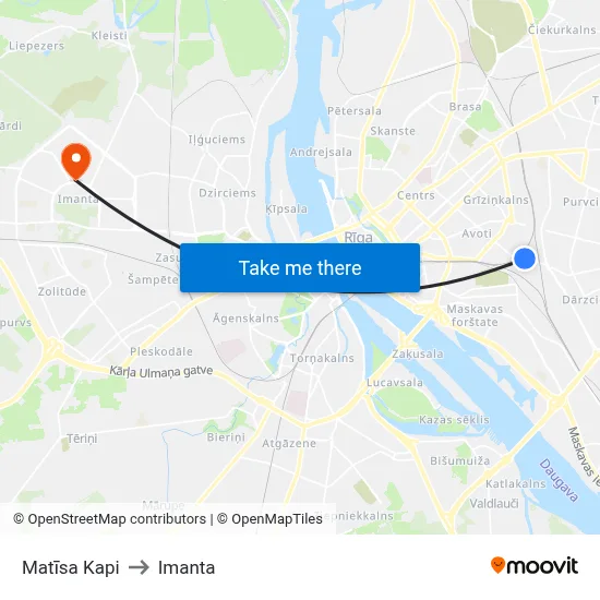 Matīsa Kapi to Imanta map