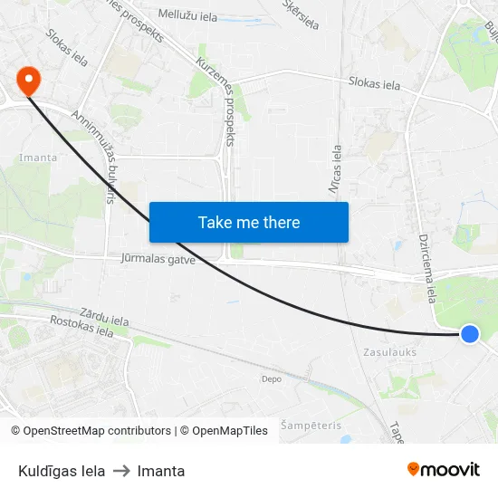 Kuldīgas Iela to Imanta map