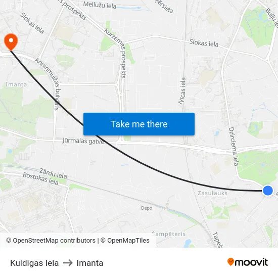 Kuldīgas Iela to Imanta map