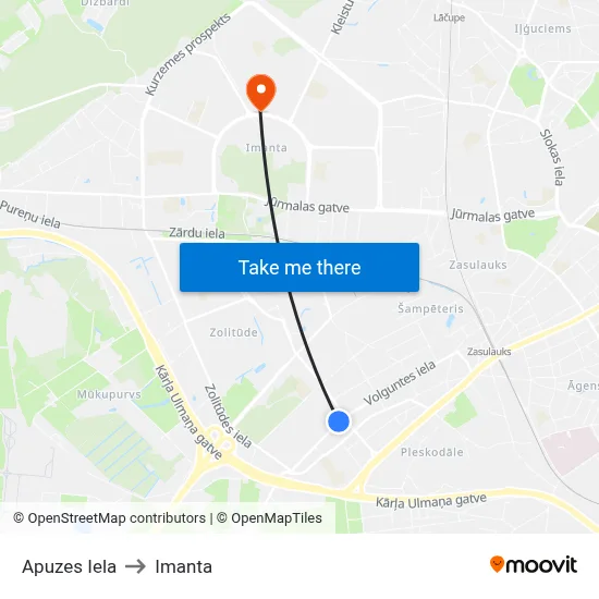 Apuzes Iela to Imanta map