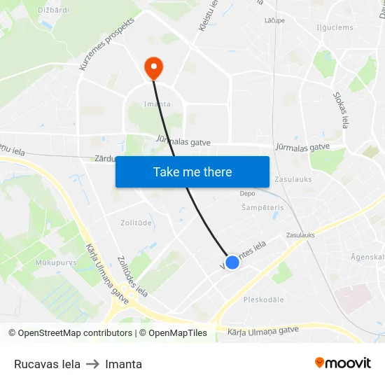 Rucavas Iela to Imanta map
