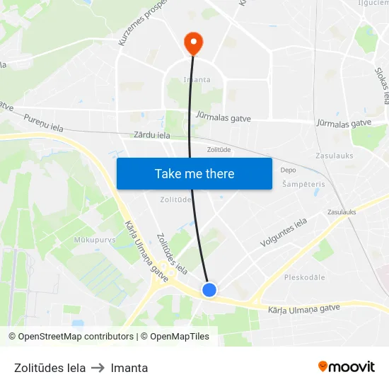 Zolitūdes Iela to Imanta map