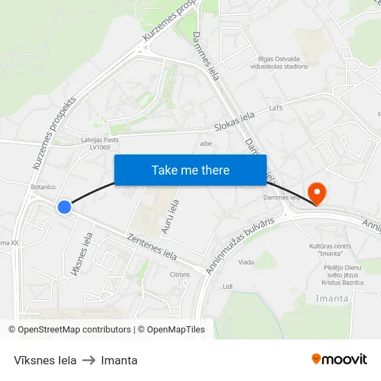 Vīksnes Iela to Imanta map