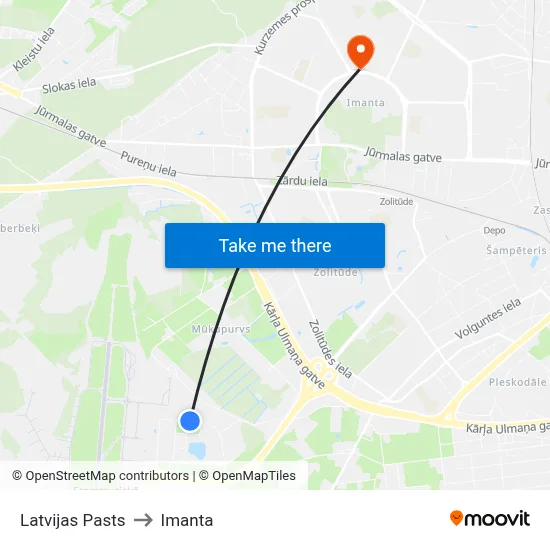 Latvijas Pasts to Imanta map