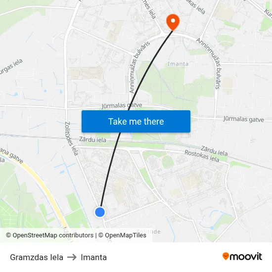 Gramzdas Iela to Imanta map